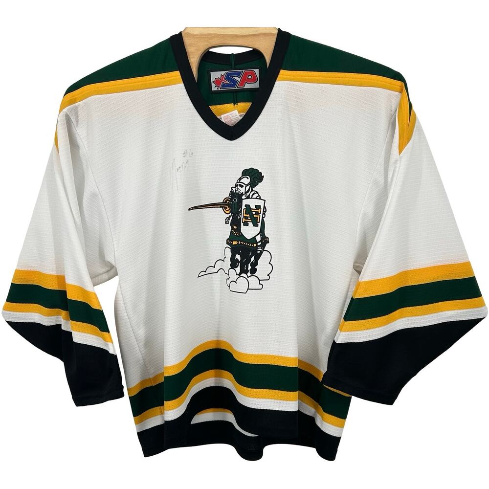Men's White Green SP Apparel NCAA SNC St. Norbert Green Knights Hockey Jersey~ L